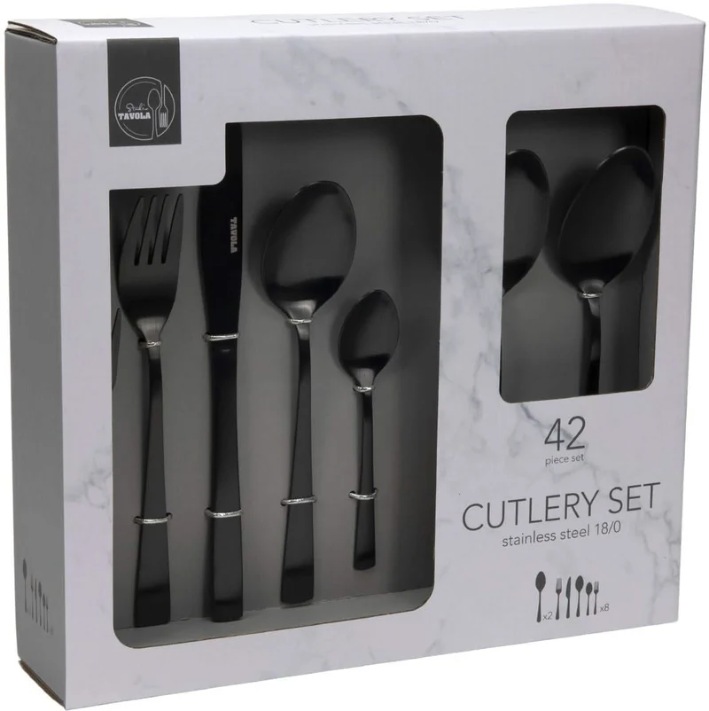 Set de couverts Studio Tavola - en inox - Black Tie - 8 personnes - 42 pièces