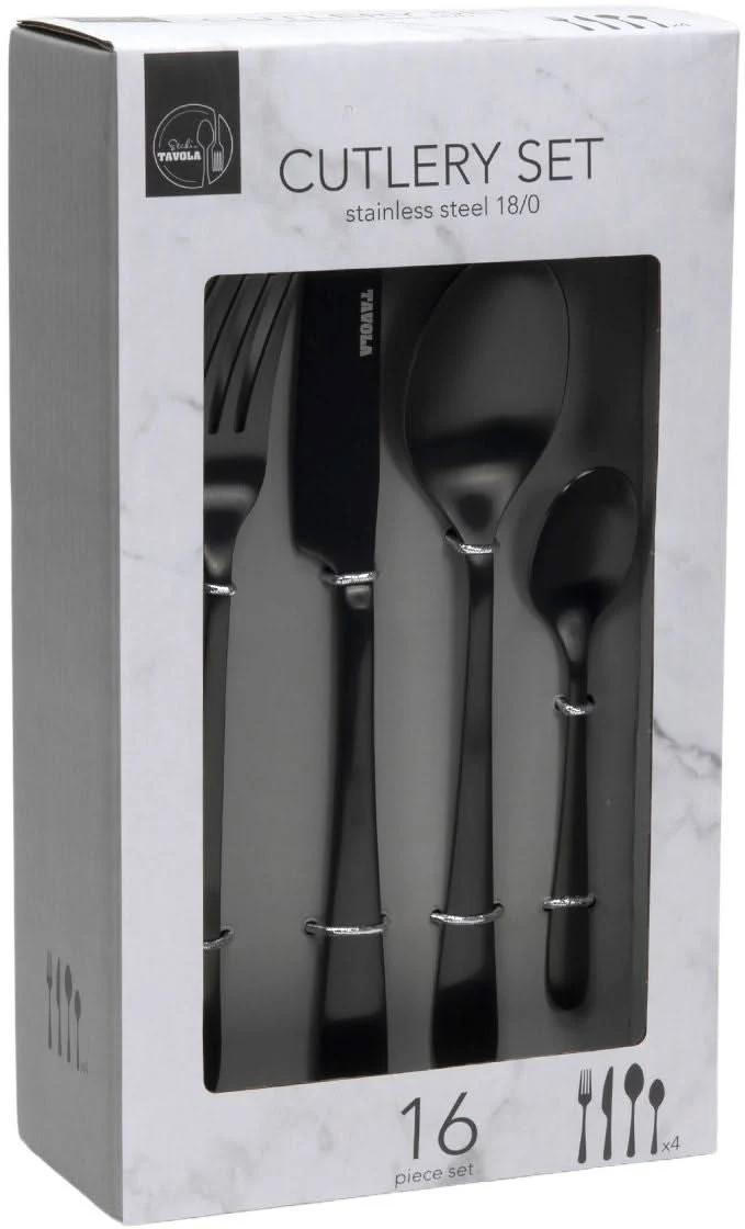 Set de couverts Studio Tavola - Couverts noirs - Bestek - 4 personnes - 16 pièces
