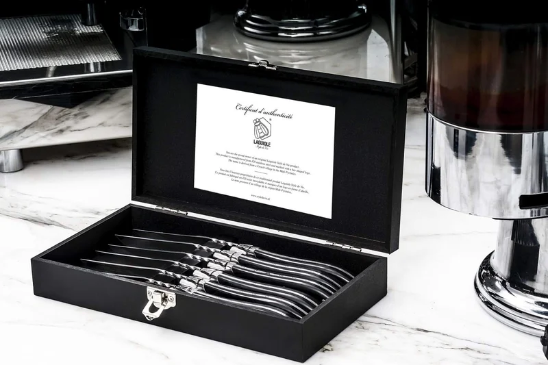 Couteaux à Steak Laguiole Style de Vie Ligne Luxe Ebène Noir - 6 pièces