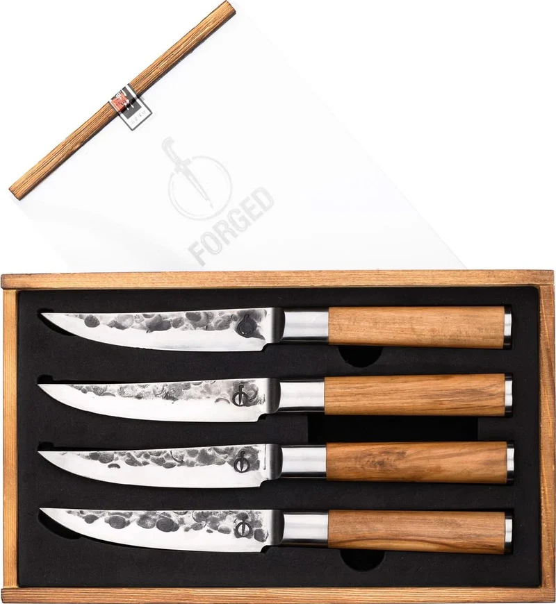 Ensemble de couteaux à steak Forged - Manche en olivier - Olive - 4 pièces