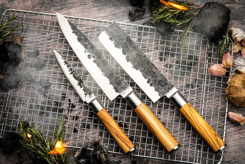 Set de couteaux Forged - Couteaux de cuisine - Olive - en acier 440C - 3 pièces