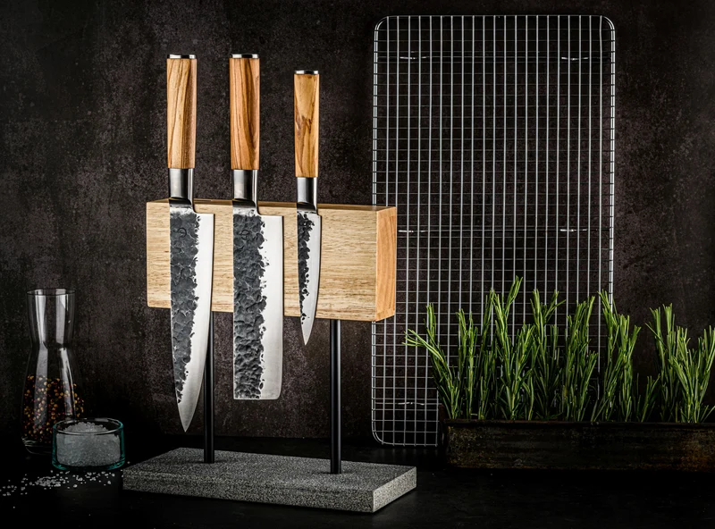 Set de couteaux Forged - Couteaux de cuisine - Olive - en acier 440C - 3 pièces
