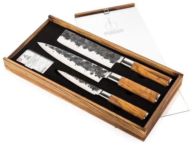 Set de couteaux Forged - Couteaux de cuisine - Olive - en acier 440C - 3 pièces