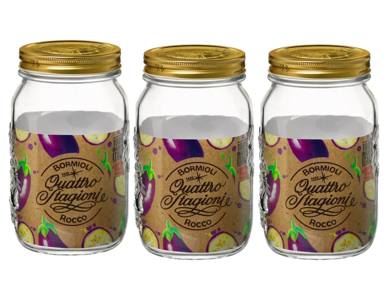 Ensemble de bocaux Bormioli Rocco - Weckpot - 1 litre - 3 pièces