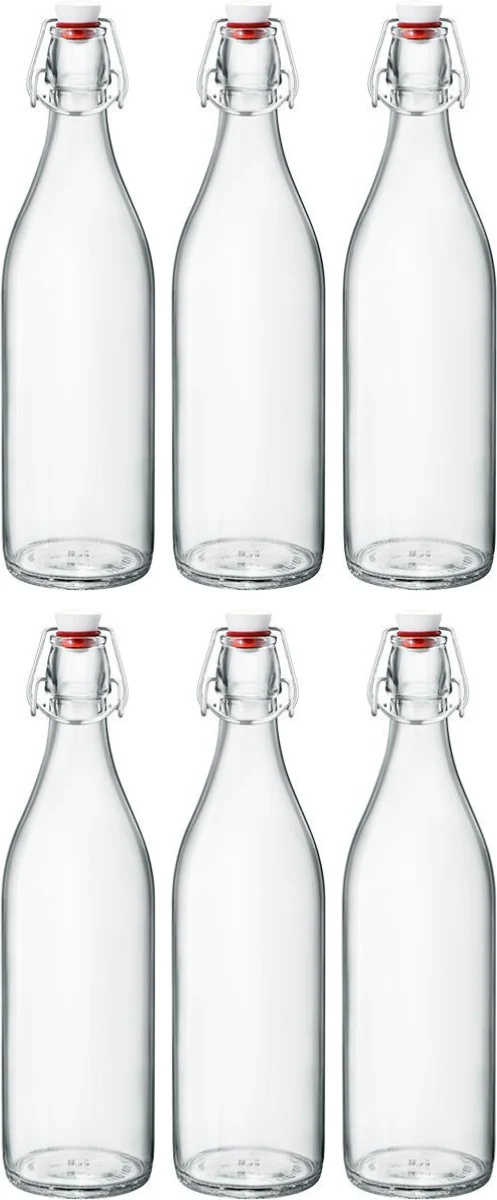 Bouteille à bouchon mécanique Bormioli Rocco Giara - Transparent - 1 litre - 6 pièces
