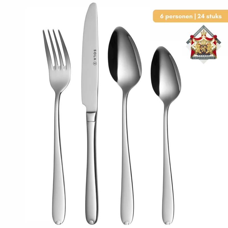 Set de couverts Sola - en inox 18/10 - Fleurie - 6 personnes - 24 pièces
