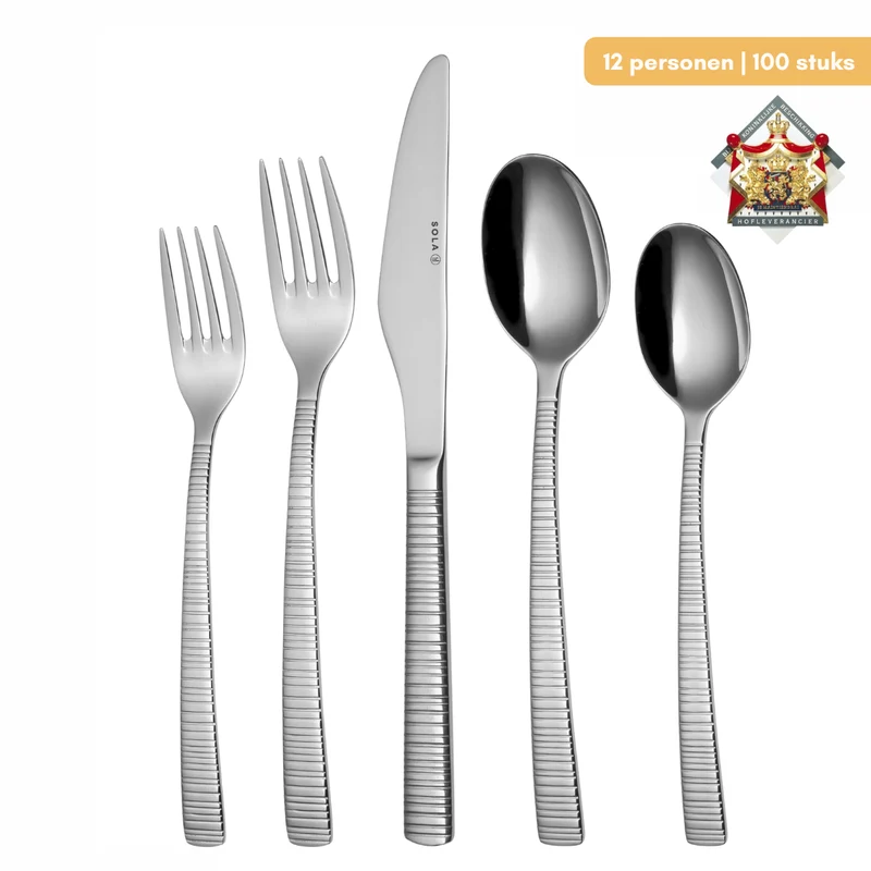 Ensemble de couverts Sola - en inox 18/10 - Bali - 12 personnes - 100 pièces