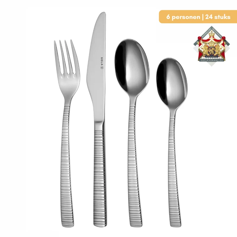 Ensemble de couverts Sola - en inox 18/10 - Bali - 6 personnes - 24 pièces