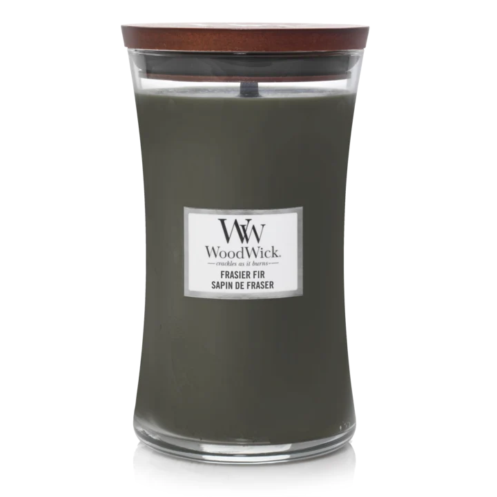 Bougie parfumée WoodWick - Bougie en verre - Frasier Fir - 18 cm / ø 10 cm