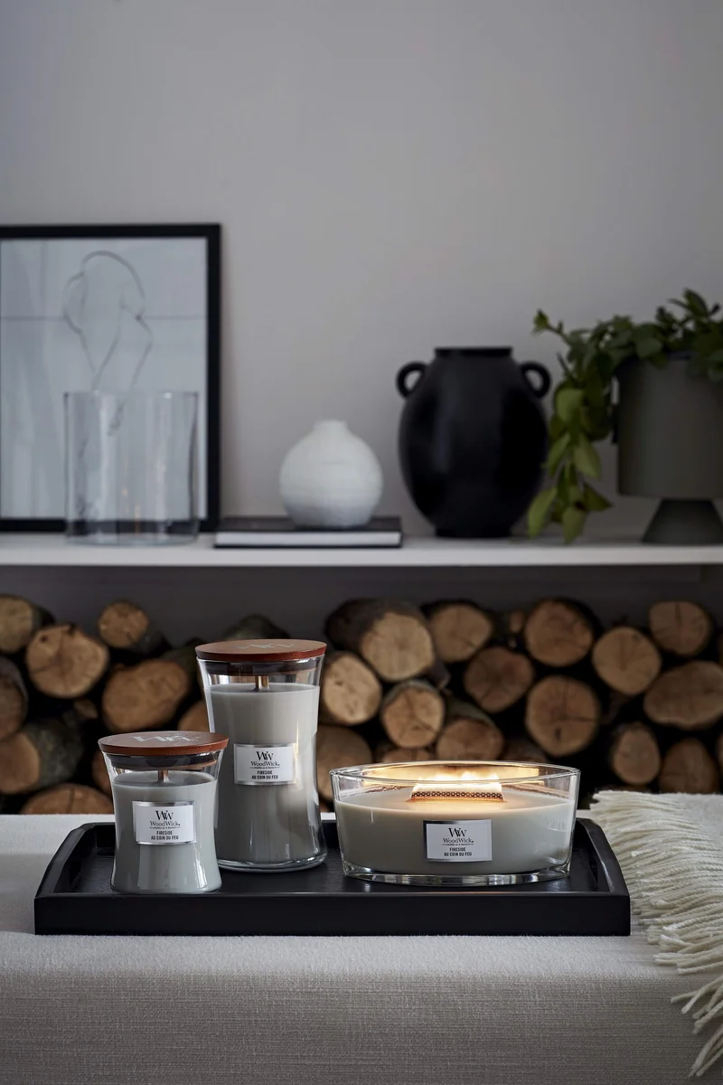 Bougie parfumée WoodWick - Cheminée - Fireside - 18 cm / ø 10 cm