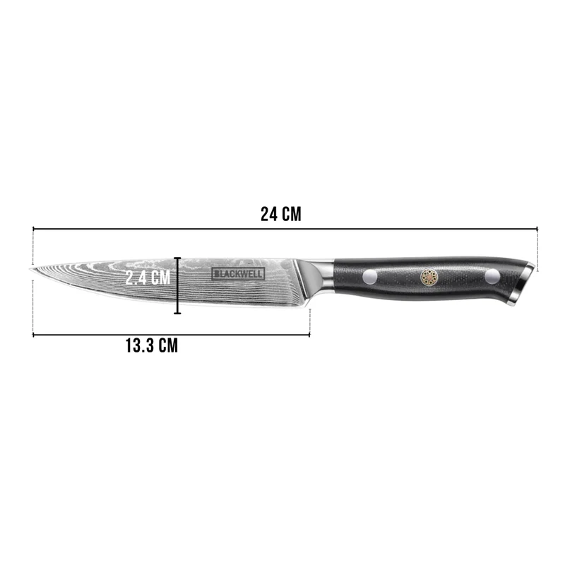 Couteau d'office Blackwell - Style japonais - Damascus - 12,5 cm