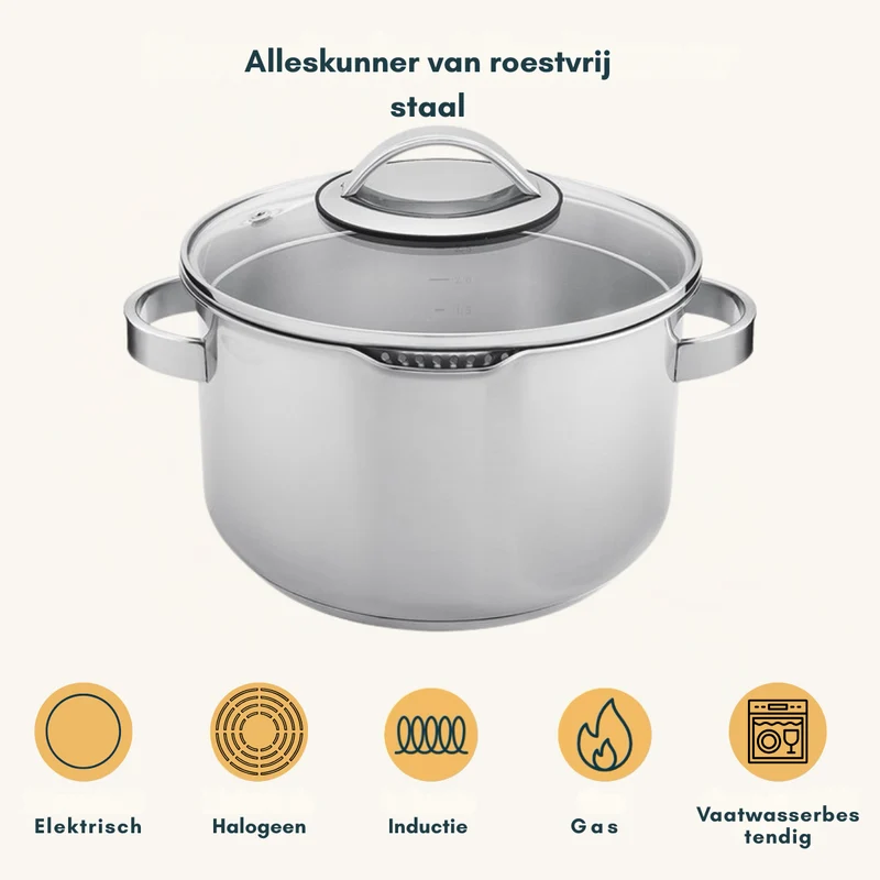 Set de casseroles Sola - Induction - Pearl - Ø16-18-20+Ø16cm - 4 pièces